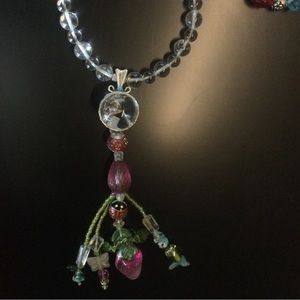 Artisan handmade pool of lights style quartz crystal necklace